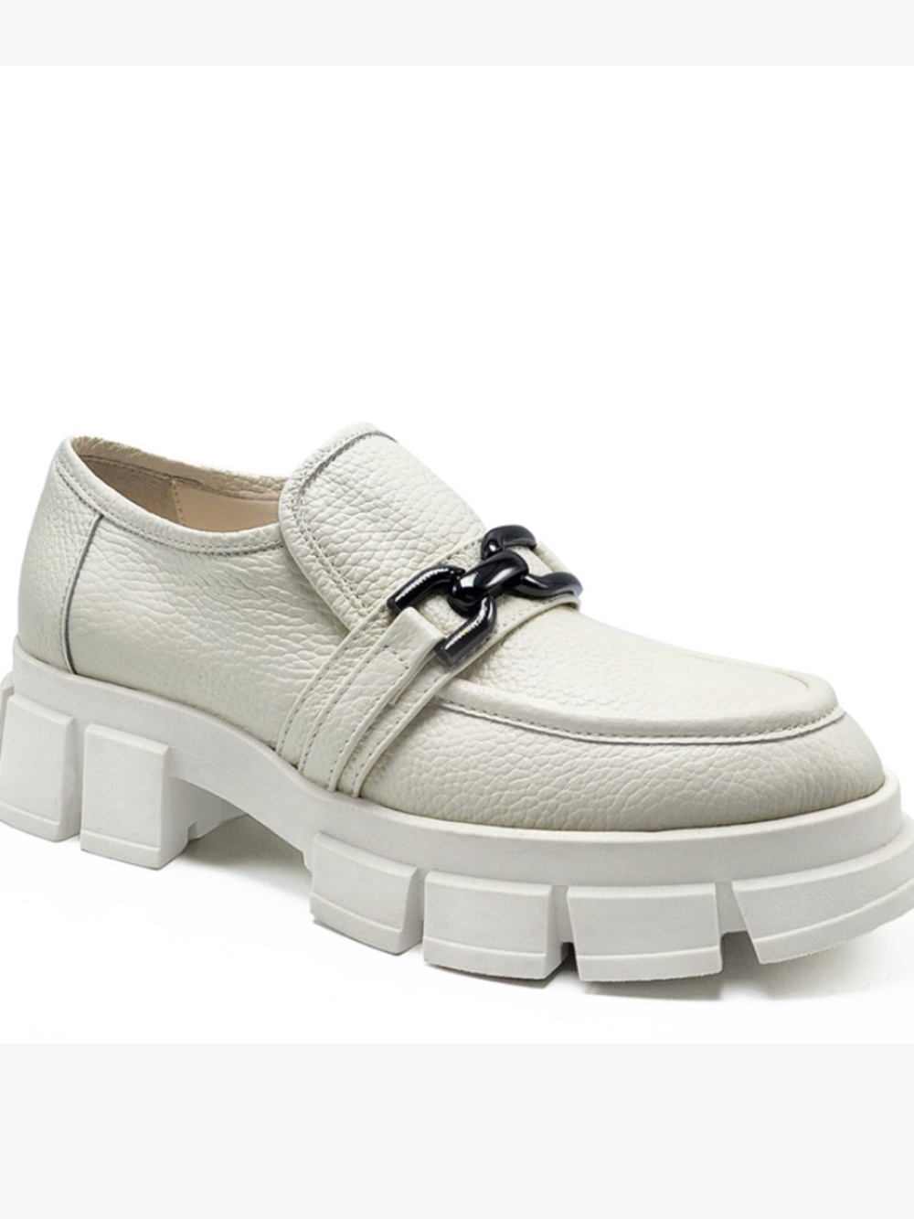 Beautiisoles Raquel Leather Off-White Pebbled Loafers Slip-On Sz 8 New! - Picture 2 of 8